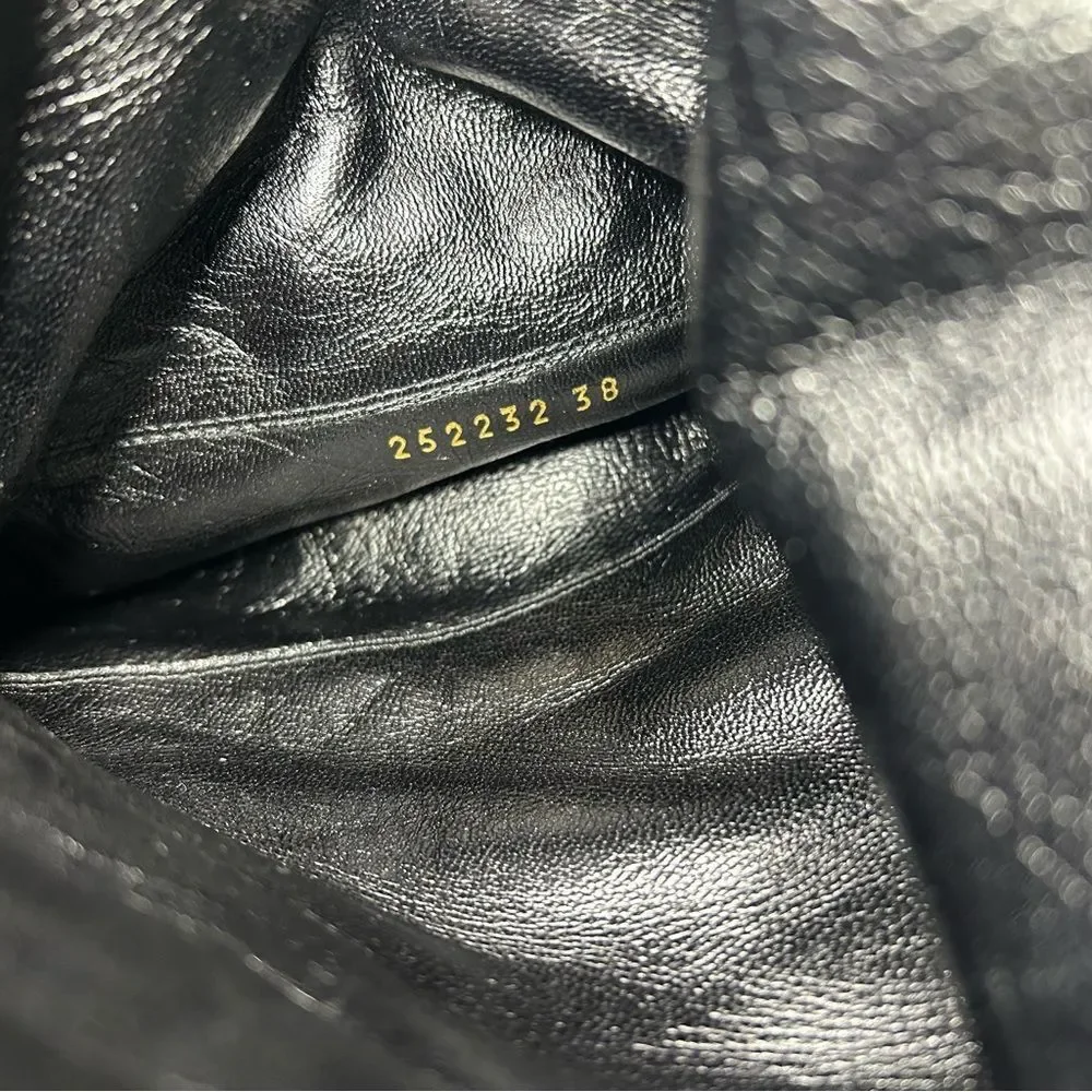 Gucci Black Suede Over the Knee Boots GG 1973 Logo Block Heel Shoes Size 38